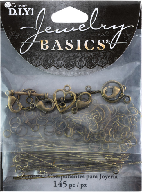 3 Pack Cousin Jewelry Basics Metal Findings 145/Pkg-Antique Gold Starter Pack 34712003 - 016321046122