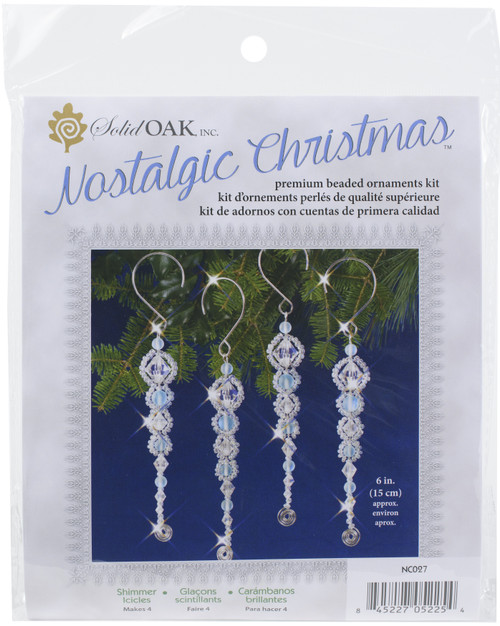 Solid Oak Nostalgic Christmas Beaded Crystal Ornament Kit-Shimmer Icicles Makes 4 NCHBOK-027 - 845227052254