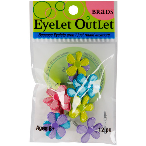 3 Pack - Eyelet Outlet Shape Brads 12/Pkg-Stitched Flowers - Bright - QBRD2-36 - 879693008873 3 Pack - Eyelet Outlet Shape Brads 12/Pkg-Stitched Flowers - Bright - QBRD2-36 - 879693008873