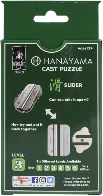 BePuzzled Hanayama Cast Puzzle-Slider Level 3 CASTPUZZ-30759