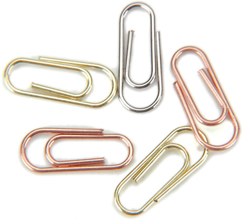 6 Pack - Creative Impressions Mini Metal Paper Clips .5"X.25" 25/Pkg-Silver, Copper & Brass - CI84997
