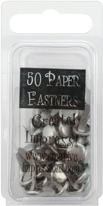 6 Pack Creative Impressions Metal Paper Fasteners 7mm 50/Pkg-Round Pewter CI95003 - 871097005731