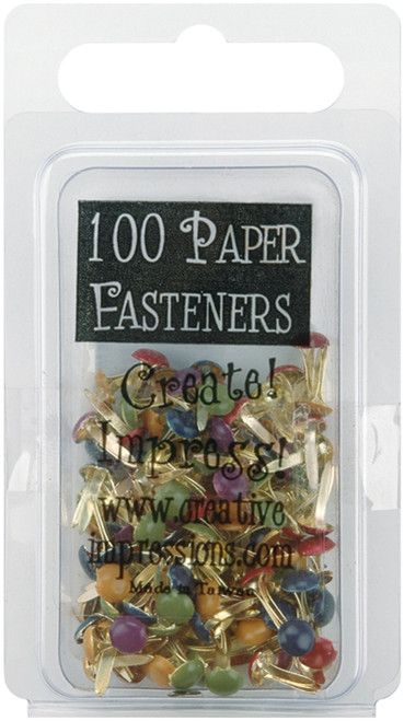4 Pack Creative Impressions Mini Metal Paper Fasteners 3mm 100/Pkg-Round Matte Heritage CI90191 - 871097001153