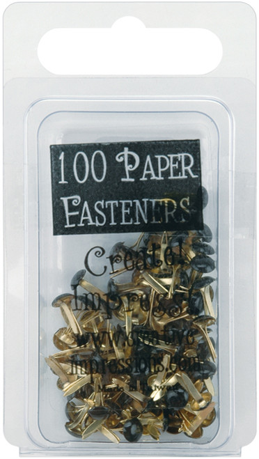 4 Pack - Creative Impressions Mini Metal Paper Fasteners 3mm 100/Pkg-Round - Black - CI90102 - 871097001023