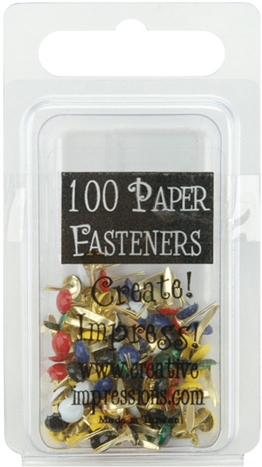 4 Pack - Creative Impressions Mini Metal Paper Fasteners 3mm 100/Pkg-Round - Primary - CI90190 - 871097001900