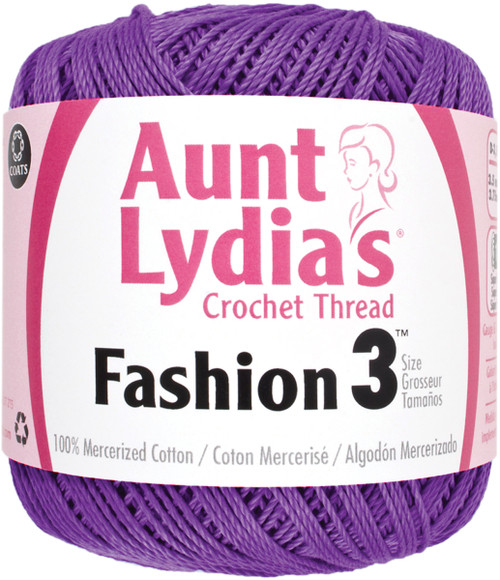 3 Pack Aunt Lydia's Fashion Crochet Thread Size 3-Purple 182-531 - 073650812262