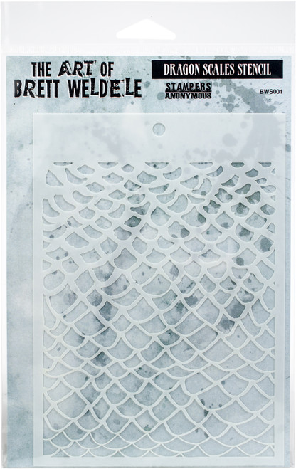 3 Pack - Brett Weldele Stencils 6.5"X4.5"-Dragon Scales - BWS-1 - 748252597953