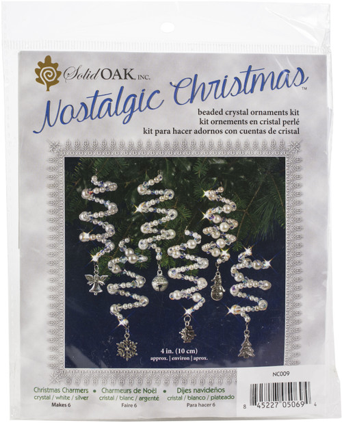 2 Pack Solid Oak Nostalgic Christmas Beaded Crystal Ornament Kit-Crystal & White Christmas Charmer Make 6 NCHBOK-009 - 845227050694