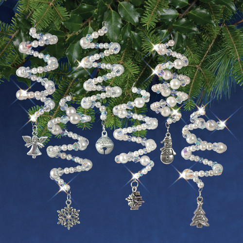 2 Pack Solid Oak Nostalgic Christmas Beaded Crystal Ornament Kit-Crystal & White Christmas Charmer Make 6 NCHBOK-009