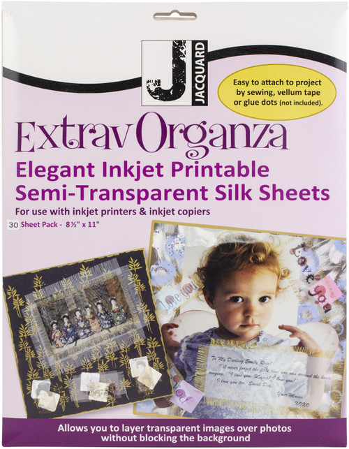 Jacquard ExtraOrganza Ink Jet Fabric Sheets 8.5"X11" 30/Pkg-Silk - JAC9704 - 743772021384