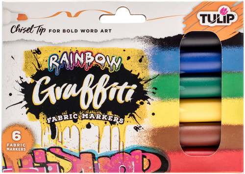 3 Pack - Tulip Graffiti Fabric Markers 6/Pkg-Rainbow - Chisel Tip - GFM-38042 - 017754380425