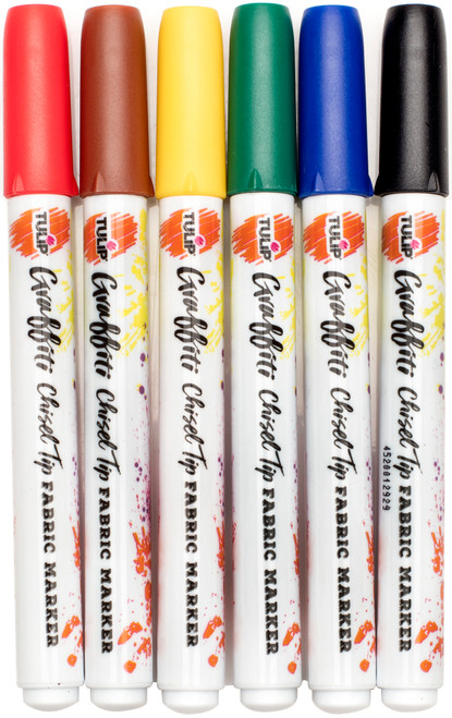 3 Pack Tulip Graffiti Fabric Markers 6/Pkg-Rainbow Chisel Tip GFM-38042