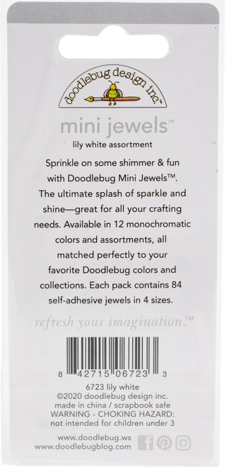 3 Pack Doodlebug Adhesive Mini Jewels-Lily White DB6723