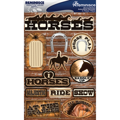 3 Pack Reminisce Signature Series Dimensional Stickers 4.5"X6" -Horses RSD-2-237 - 895707145372