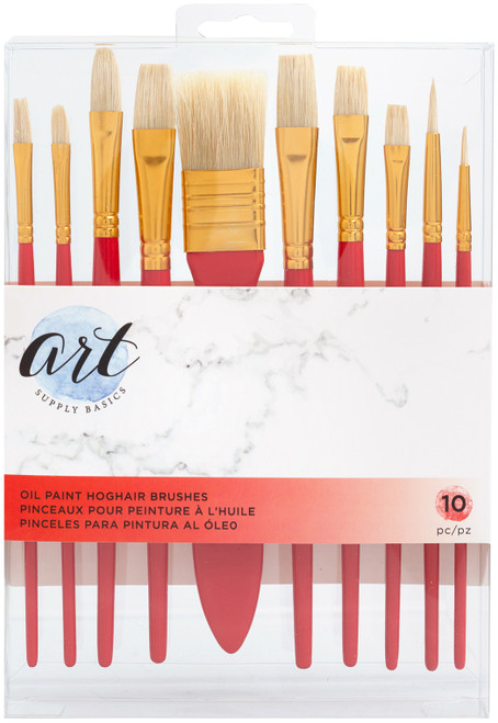 American Crafts Art Supply Basics Oil Hog Hair Brush Set-10/Pkg - 354838 - 718813548380