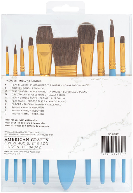 Art Supply Basics Watercolor Natural Brush Set-11/Pkg -354839