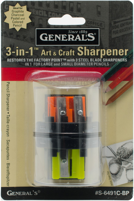 3 Pack General's 3-in-1 Art & Craft Sharpener S6491CBP - 044974649117