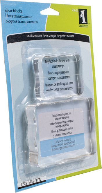 2 Pack - Inkadinkado Clear On Clear Acrylic Blocks 2/Pkg-Small 2.25"X1.75", Medium 3.5"X2.5" - I93625 - 725718936259