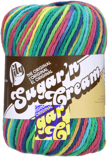 6 Pack Lily Sugar'n Cream Yarn Ombres Super Size-Psychedelic 102019-19600 - 057355340374