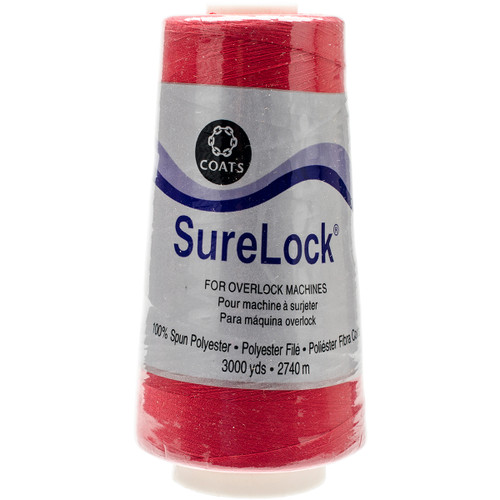 3 Pack Coats Surelock Overlock Thread 3,000yd-Red 6110-128 - 071484040608