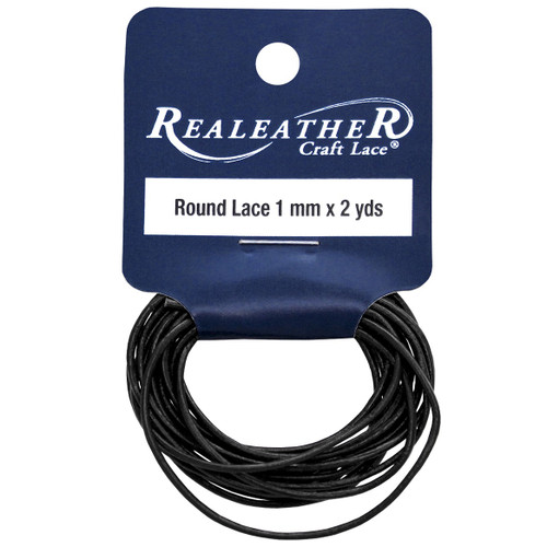 6 Pack Realeather Crafts Round Leather Lace 1mmX2yd Packaged-Black RL0102-0112 - 870192001839