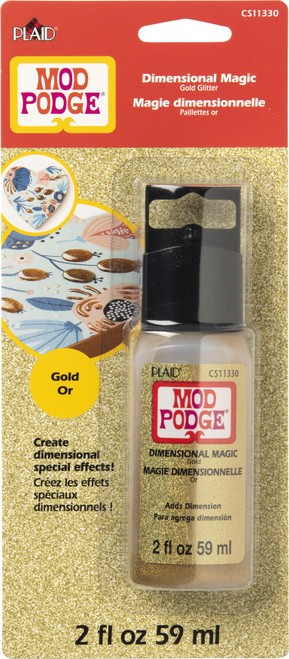 Plaid Mod Podge Dimenional Magic Glitter Carded 2oz-Gold MPDM-11330 - 028995113307