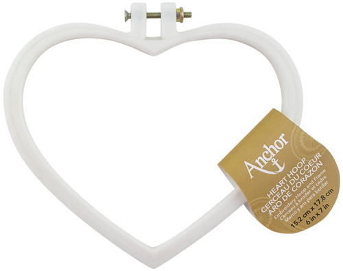 Anchor Plastic Heart Shaped Embroidery Hoops -6" White A4405 - 073650051128