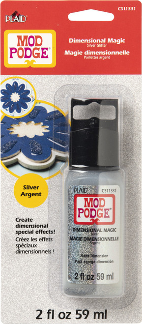 Plaid Mod Podge Dimenional Magic Glitter Carded 2oz-Silver MPDM-11331 - 028995113314