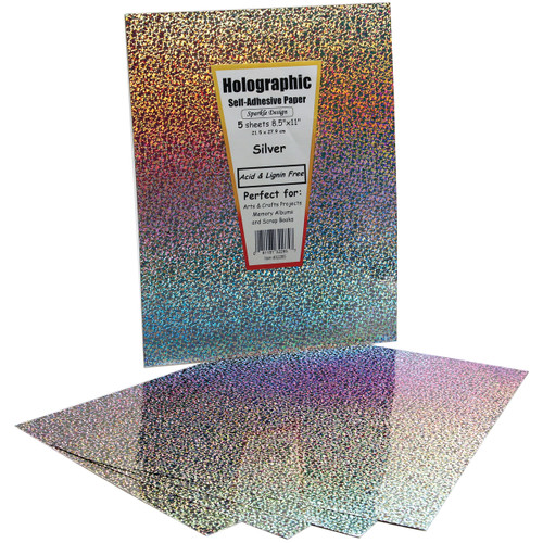 3 Pack Self-Adhesive Specialty Paper 8.5"X11" 5/Pkg-Silver Holographic -32285 - 081187322857