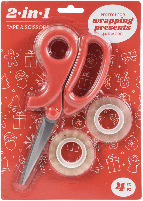 AC Gift Wrap Essentials Scissors and Tape 2-in-1 4/Pkg-Christmas Icons -ACG2IN1-01990 - 718813527774