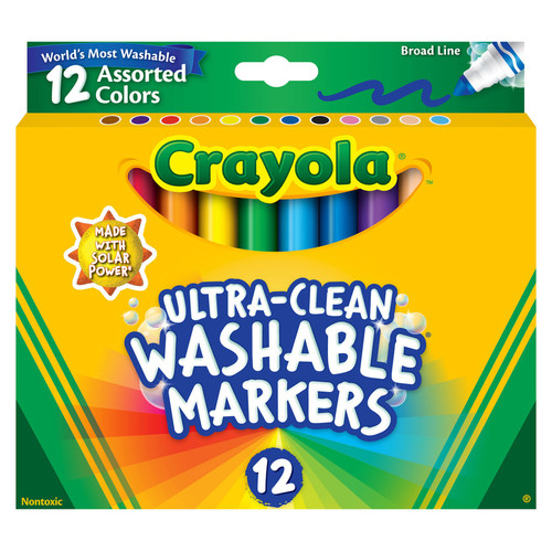 2 Pack - Crayola Ultra-Clean Color Max Broad Washable Markers 12/Pkg-Assorted Colors - 58-7812 - 071662078126