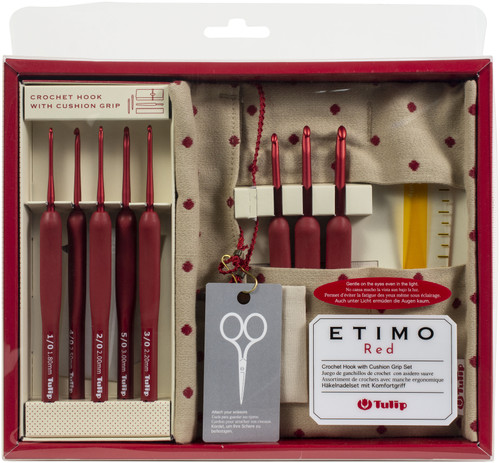 Tulip Etimo Red Crochet Hook W/ Cushion Grip Set- - TED-001E - 4974723717339