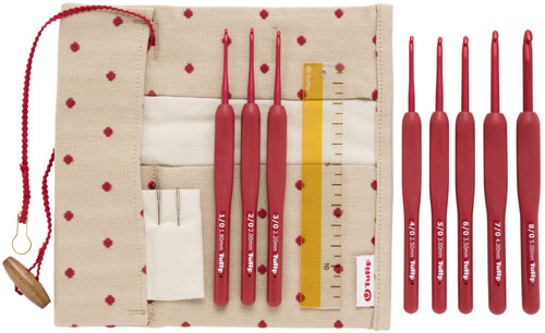 Tulip Etimo Red Crochet Hook W/ Cushion Grip Set- - TED-001E