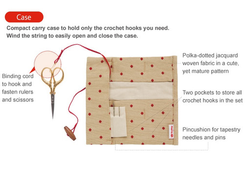 Tulip Etimo Red Crochet Hook W/ Cushion Grip Set- - TED-001E Tulip Etimo Red Crochet Hook W/ Cushion Grip Set- - TED-001E