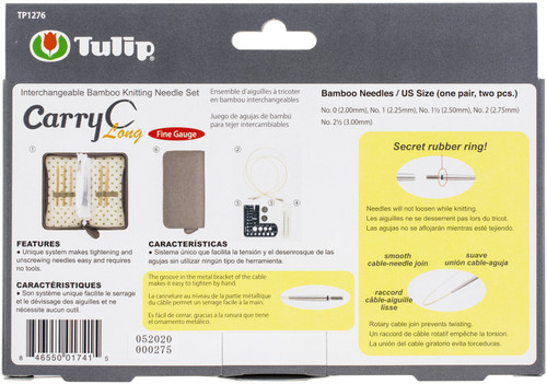 Tulip CarryC Interchangeable Bamboo Knitting Needle Set-Long Fine Gauge - TP1276