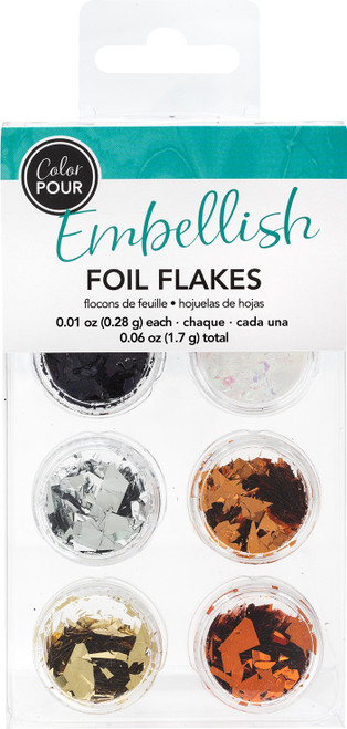3 Pack - American Crafts Color Pour Foil Flakes .1oz-Metallic, 6/Pkg - 353814 - 718813538145