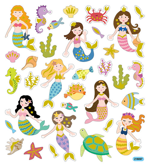 6 Pack - Sticker King Stickers-Glitter Mermaids - SK129MC-4557