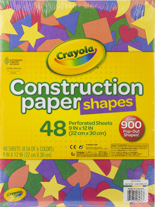 3 Pack - Crayola Construction Paper Shapes 9"X12"-48 Sheets - 99-0036 - 071662060367