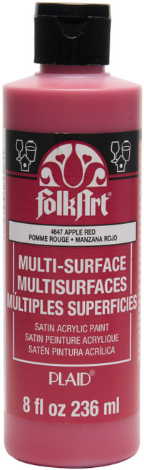 3 Pack FolkArt Multi-Surface Acrylic Paint 8oz-Apple Red FAMS8OZ2-4647 - 028995046476