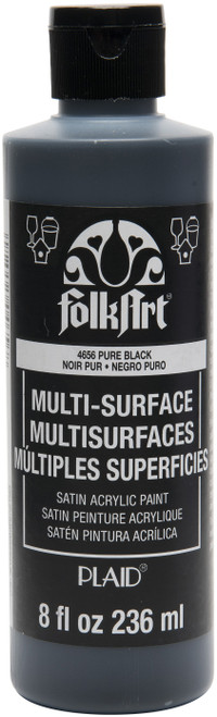 3 Pack - FolkArt Multi-Surface Acrylic Paint 8oz-Pure Black - FAMS8OZ2-4656 - 028995046568