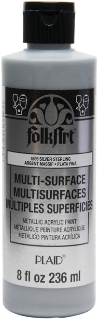 3 Pack FolkArt Multi-Surface Acrylic Paint 8oz-Silver Sterling FAMS8OZ-4695 - 028995046957