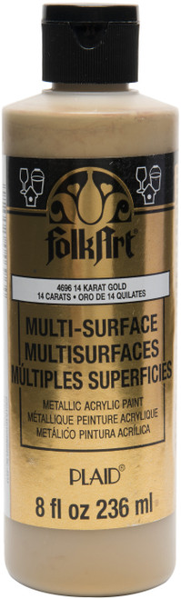 3 Pack - FolkArt Multi-Surface Acrylic Paint 8oz-14K Gold - FAMS8OZ-4696 - 028995046964 3 Pack - FolkArt Multi-Surface Acrylic Paint 8oz-14K Gold - FAMS8OZ-4696 - 028995046964