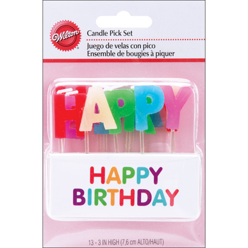 6 Pack Candle Pick Set 3"-Happy Birthday Rainbow 13/Pkg -W2811-7-702 - 070896887023