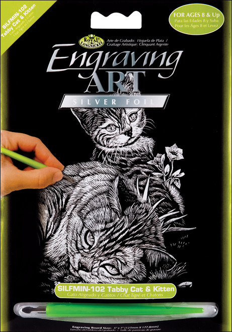 6 Pack Royal & Langnickel(R) Silver Foil Engraving Art Kit 5"X7"-Tabby Cat & Kitten SILMIN-102 - 090672381118