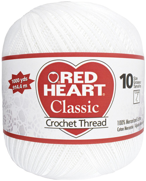 3 Pack Red Heart Classic Crochet Thread Size 10-White 139-201 - 073650810367