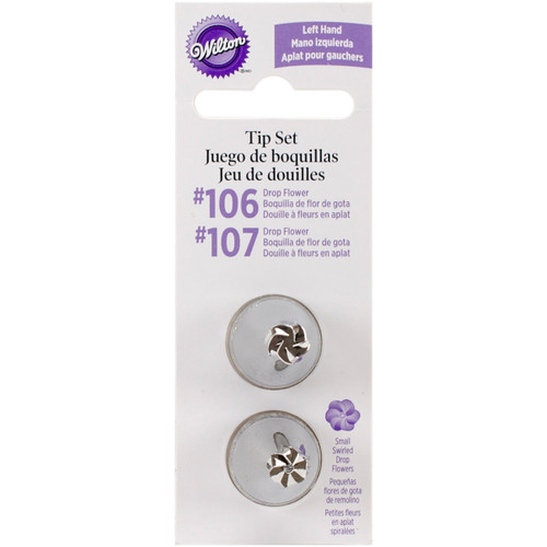 3 Pack Wilton Decorating Tip Set 2/Pkg-Left Hand #106 & #107 Drop Flower W418-613 - 070896046130