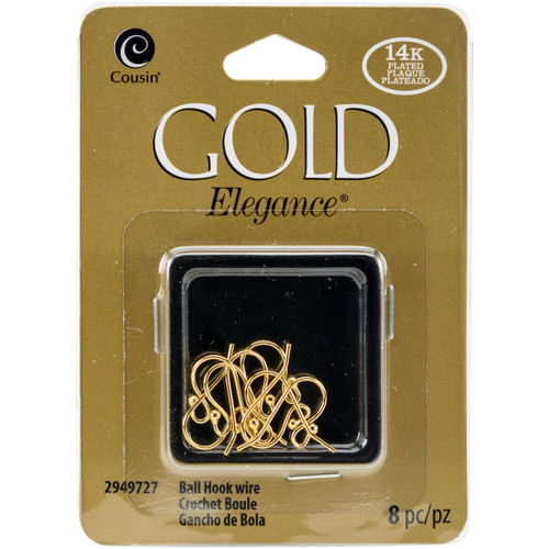 3 Pack - CousinDIY 14k Plated Gold Elegance Beads & Findings-Small Ball Hooked Earrings 8/Pkg - G2949727 - 016321505445