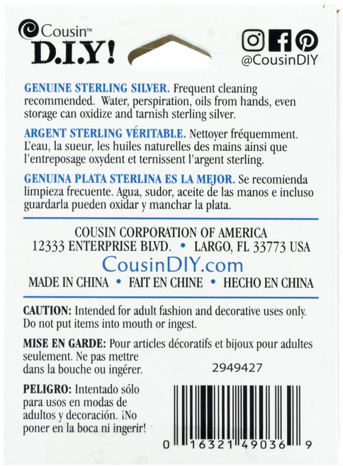 3 Pack Cousin Sterling Elegance Genuine 925 Silver Beads & Findings-Small Ball Hooked Earrings 8/Pkg A50026LR-27