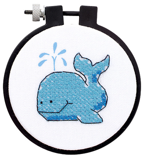 3 Pack Dimensions Learn-A-Craft Stamped Cross Stitch Kit 3" Round-The Whale 72417 - 088677724177