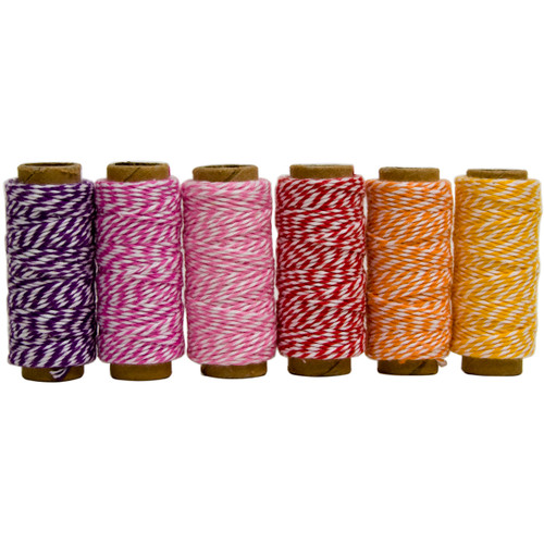 2 Pack - Hemptique Cotton Baker's Twine Mini Spools 2-Ply 65'-Spring Fling - BTBG2-9302